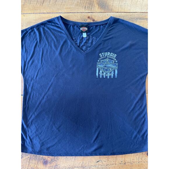Womens Harley Davidson Black Sturgis Black Hills Rally Short Sleeve Shirt‎ Large - Picture 1 of 11